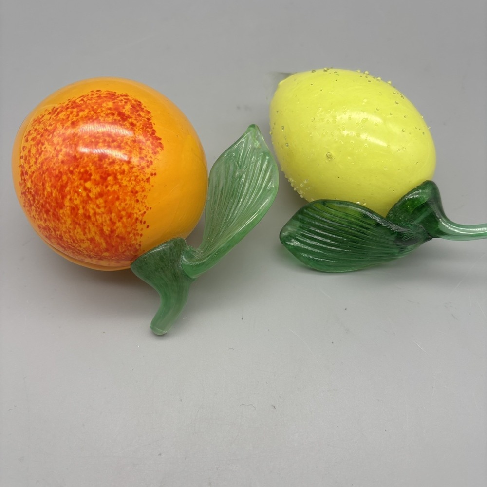 Czech Republic Blown‎ Glass Fruit Speckled Peach And Lemon